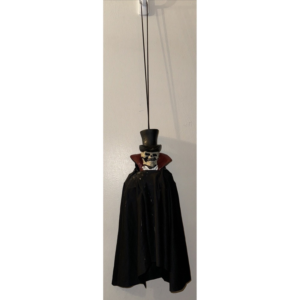 Vtg Paper Magic Skeleton Phantom Top Hat Hanging Bungee Cord Goth Creepy 15" - Picture 2 of 10